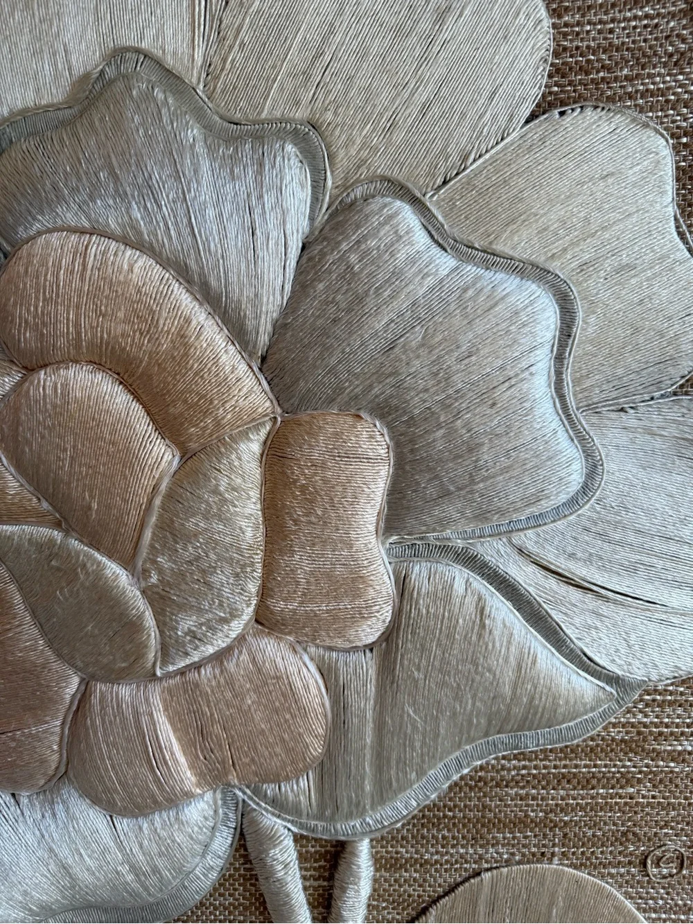 Vintage Don Freedman handmade Neutral Metallic Floral Wall Art - Round Textured
